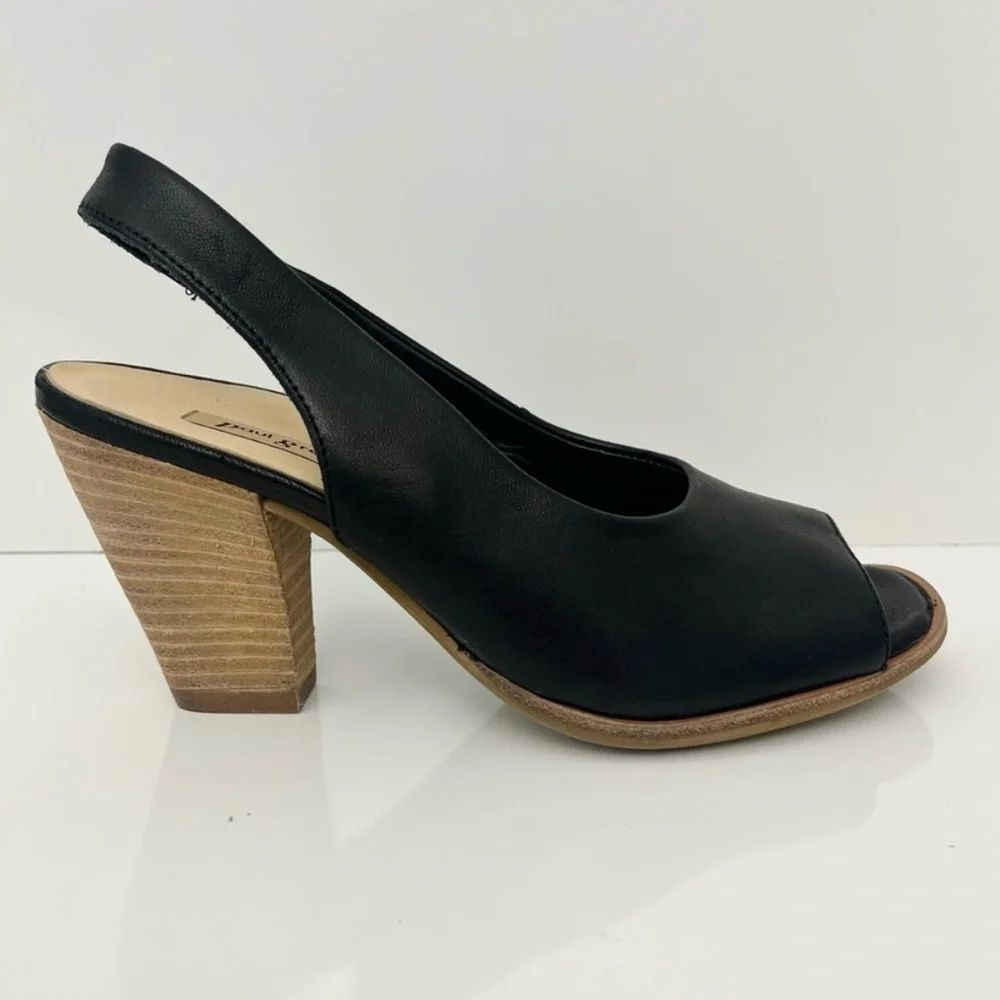 PAUL GREEN Savanah Slingback Peep Toe Leather Sandals in Black Women US 5 - Picture 2 of 13